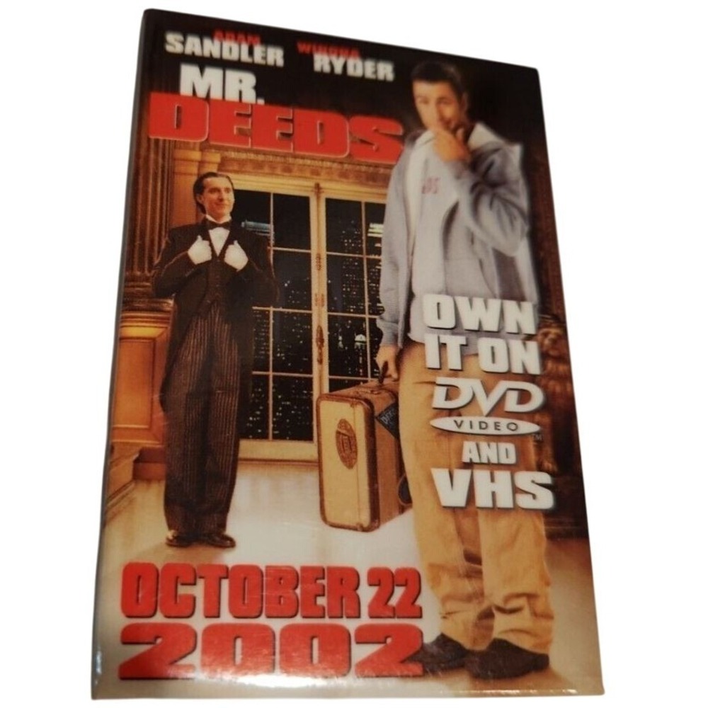 MR. DEEDS Movie Promotional Pin Button Adam‎ Sandler Winona Ryder 2002 00010